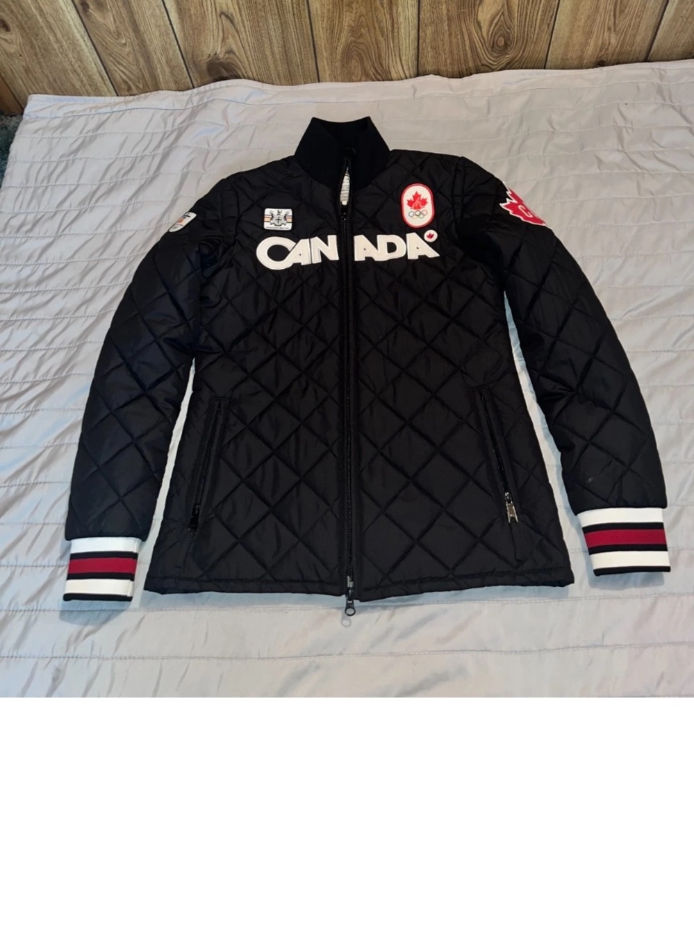 NBC HUDSONS BAY 2010 TEAM CANADA OLYMPIC BLACK QUILTED PODIUM JACKET COAT SMALL